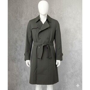 Vintage Trench Coat Mens Size 42S Gray c90s Kuppenheimer Winter Rain Overcoat